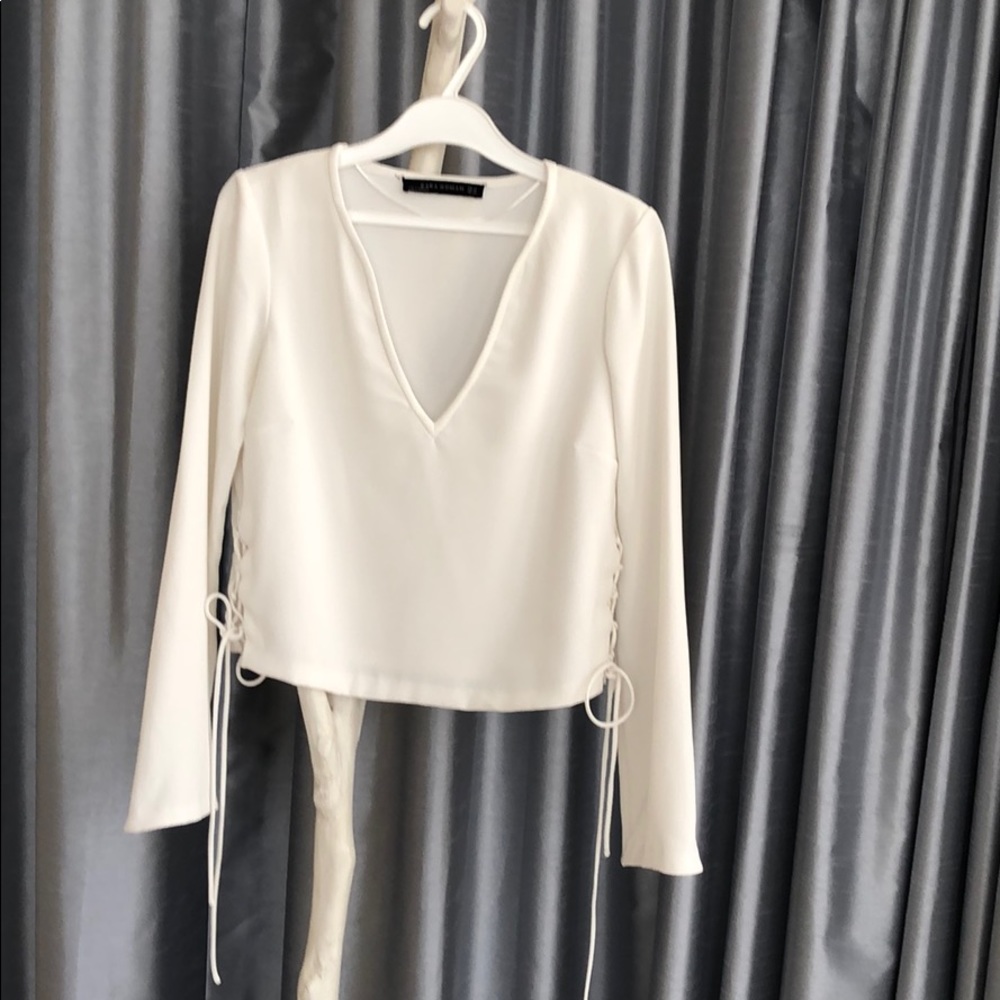ZARA cropped white top